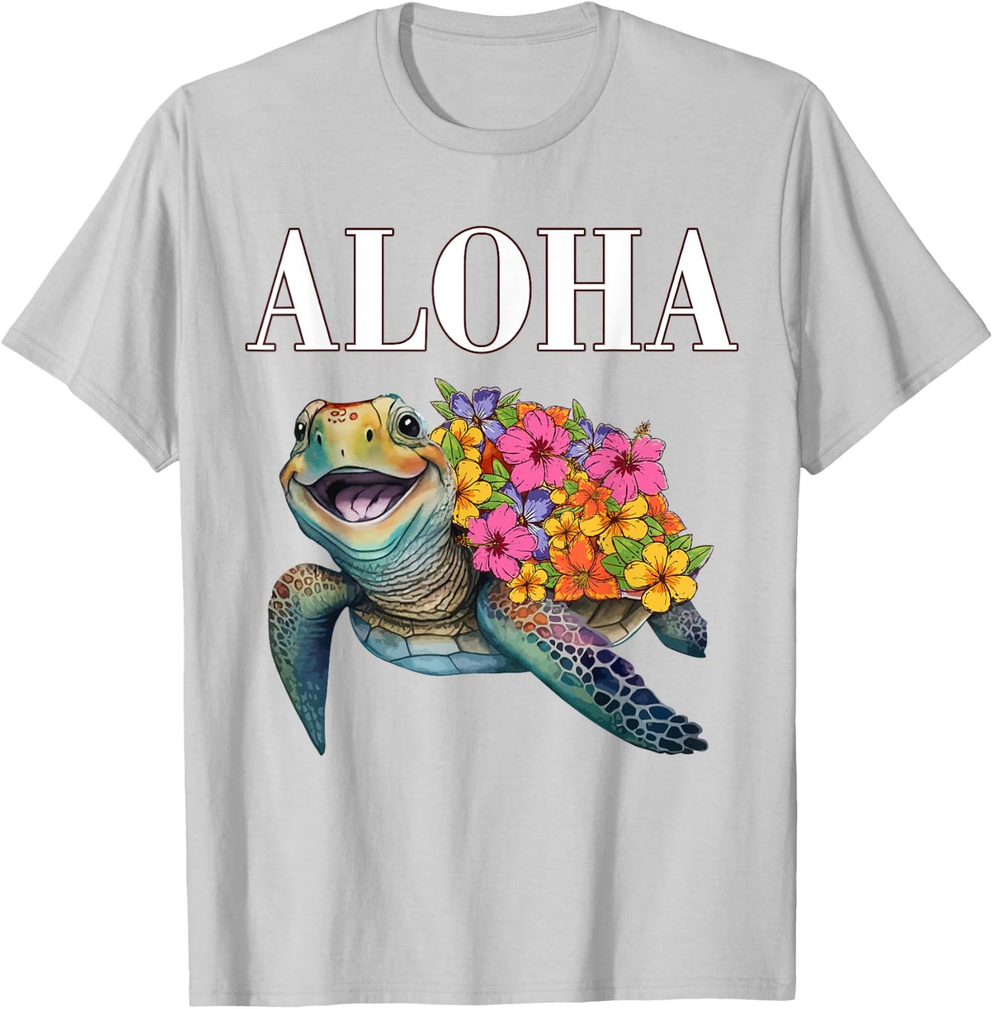 Aloha Hawaii Hawaiian-Shirt Turtle Hibiscus Kids Girl Women T-Shirt - T-Shirt | Ash