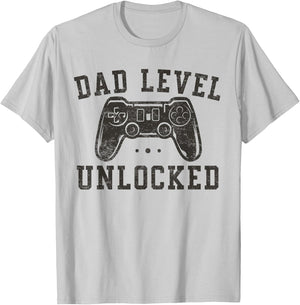 Dad Level Unlocked New Dad To Be Gifts Gamer Father's Day T-Shirt - T-Shirt | Ash