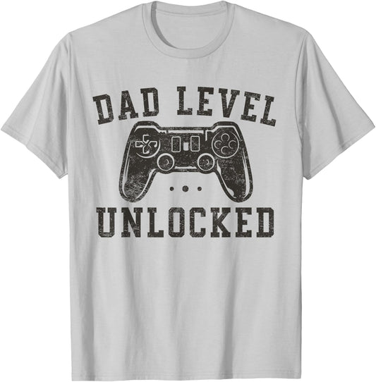 Dad Level Unlocked New Dad To Be Gifts Gamer Father's Day T-Shirt - T-Shirt | Ash