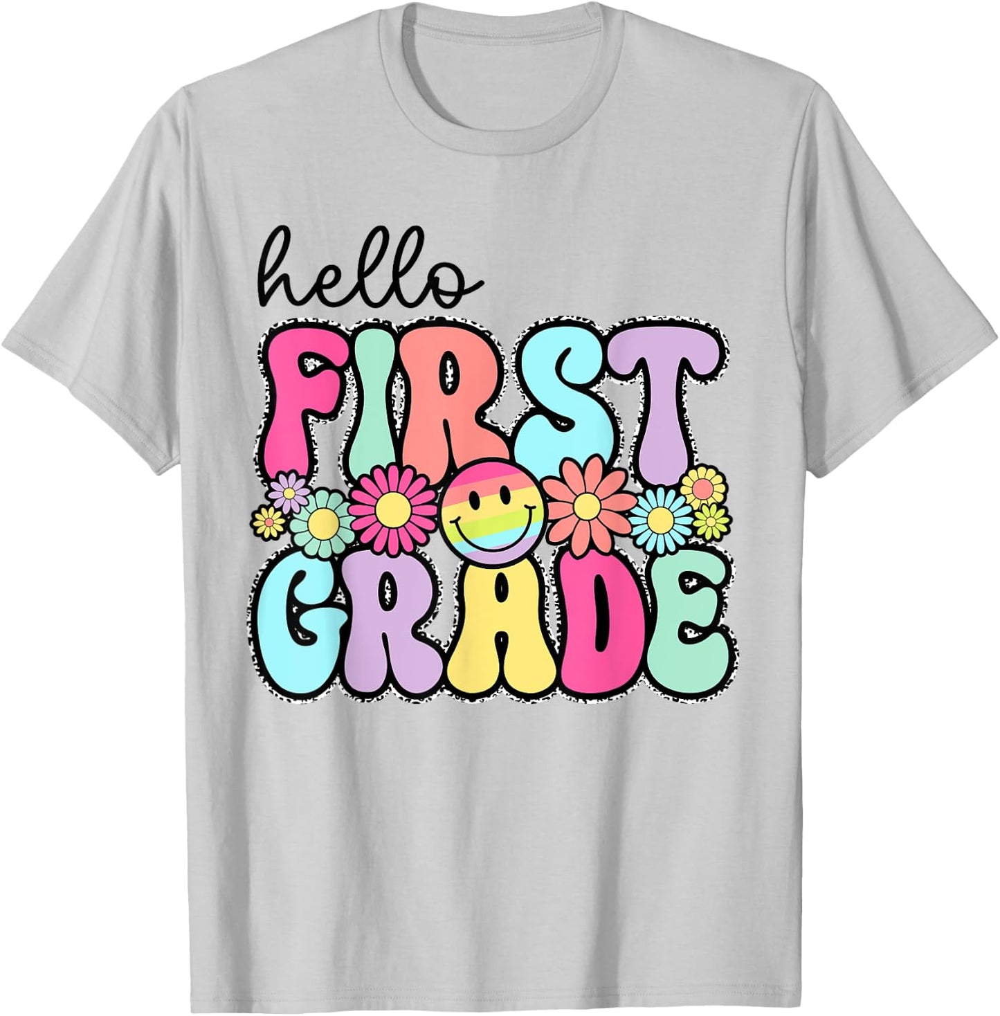 Hello First Grade 1st Day Back To School Teachers Girls Kids T-Shirt - T-Shirt | Ash