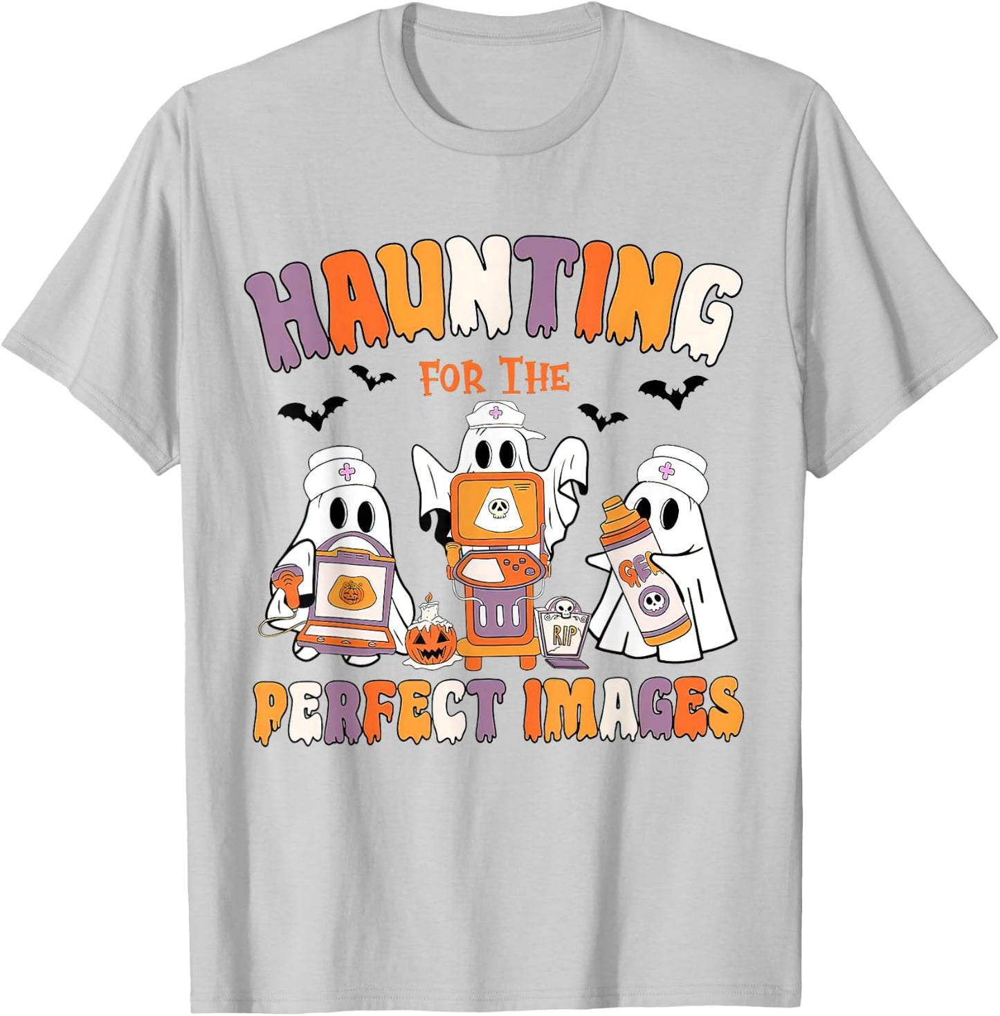 Halloween Sonographer, Ultrasound Tech Halloween, Echo Tech T-Shirt - T-Shirt | Ash