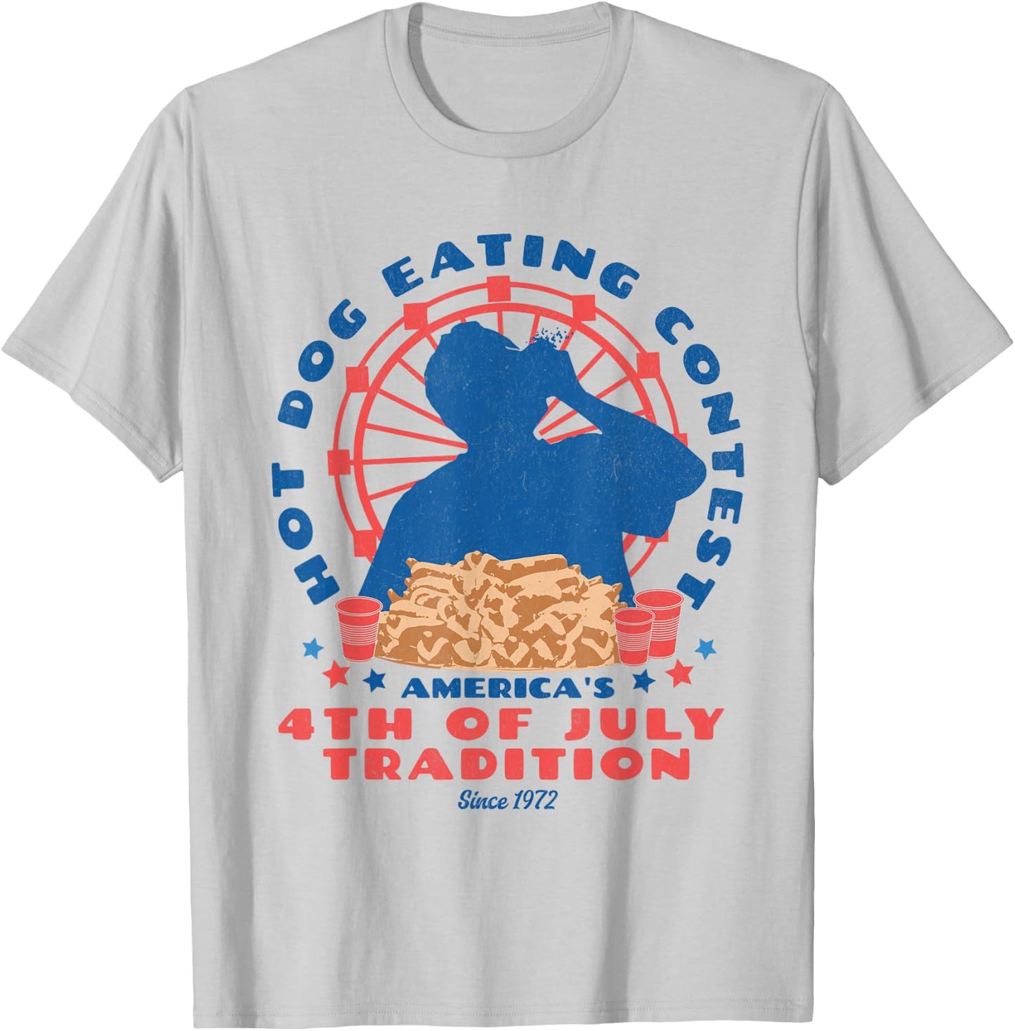 4th of July Tradition Hot Dog Eating Contest Funny Hot Dog T-Shirt - T-Shirt | Ash