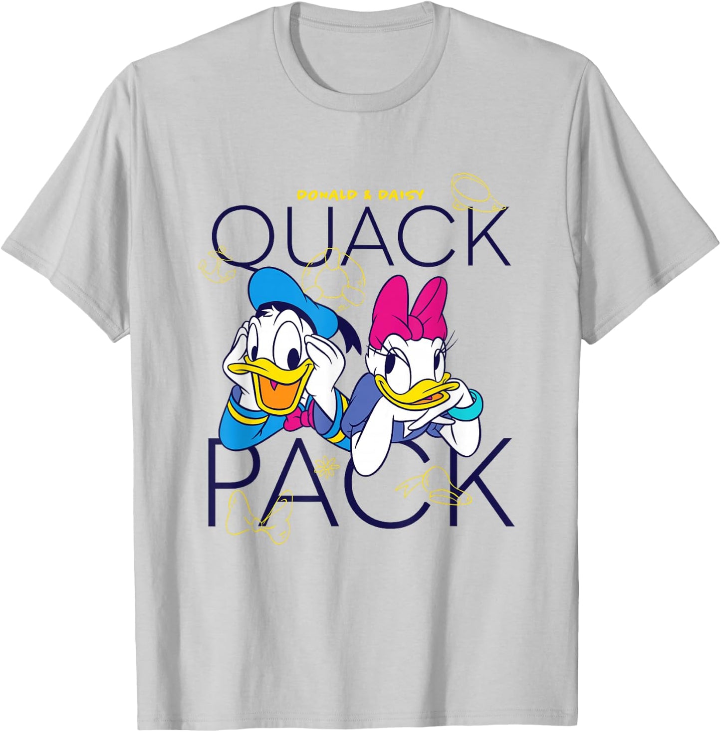 Disney Mickey and Friends Donald Daisy Quack Pack Chest Logo T-Shirt - T-Shirt | Ash