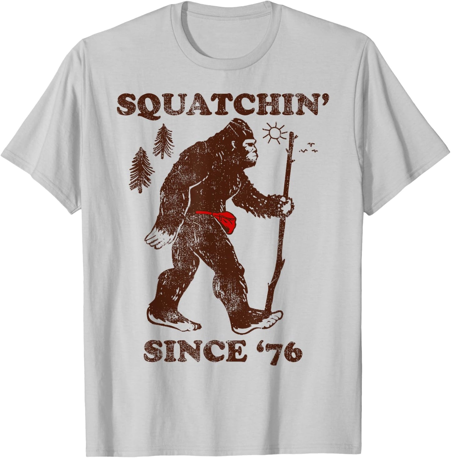 Squatchin' Since '76 Big Foot Vintage Outdoors T-Shirt - T-Shirt | Ash