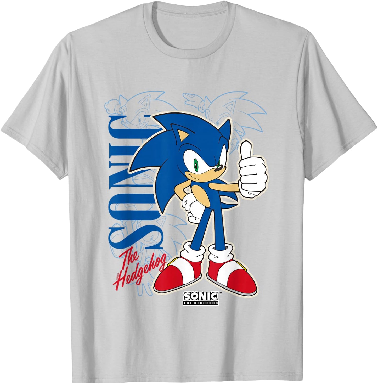 Sonic The Hedgehog Thumbs Up Retro Shot T-Shirt - T-Shirt | Ash