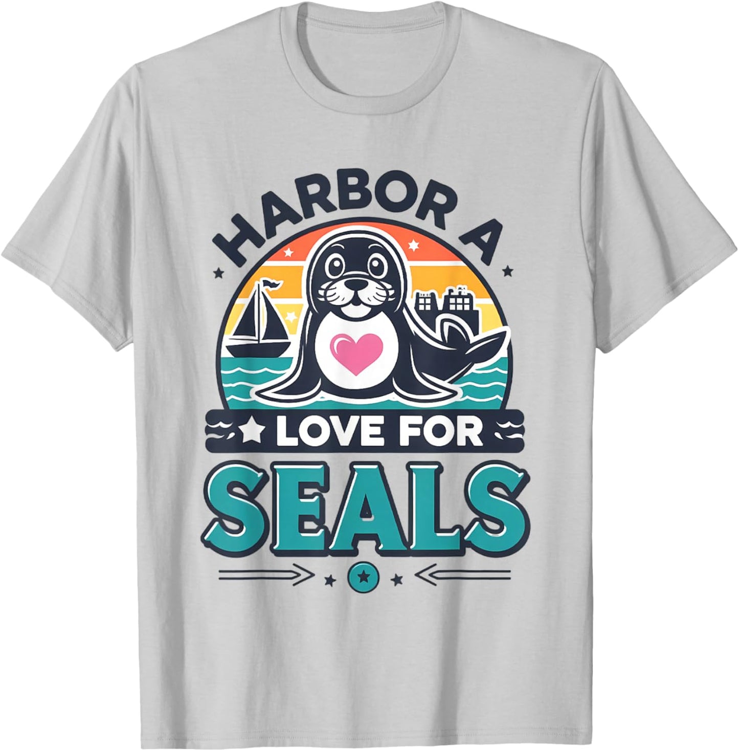 Funny Harbor Seal Animal Lover Men Women Kids T-Shirt - T-Shirt | Ash