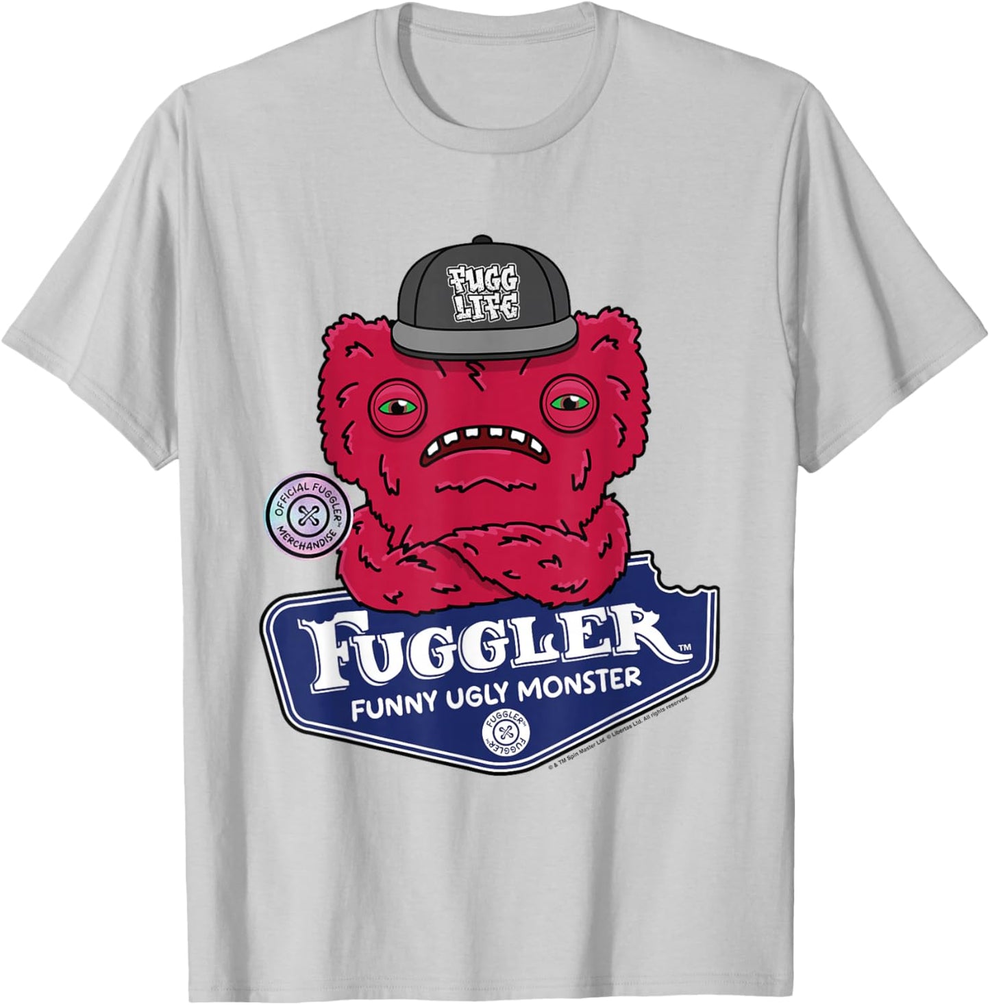 Fuggler -Adults , Grey, Small, Short Sleeve, Classic Fit, Cartoon Pattern, , Lightweight T-Shirt - T-Shirt | Ash