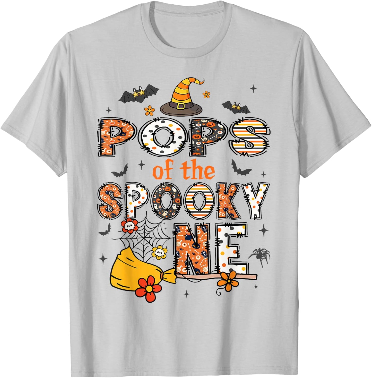 Pops Of The Spooky One Halloween Retro Vintage T-Shirt - T-Shirt | Ash