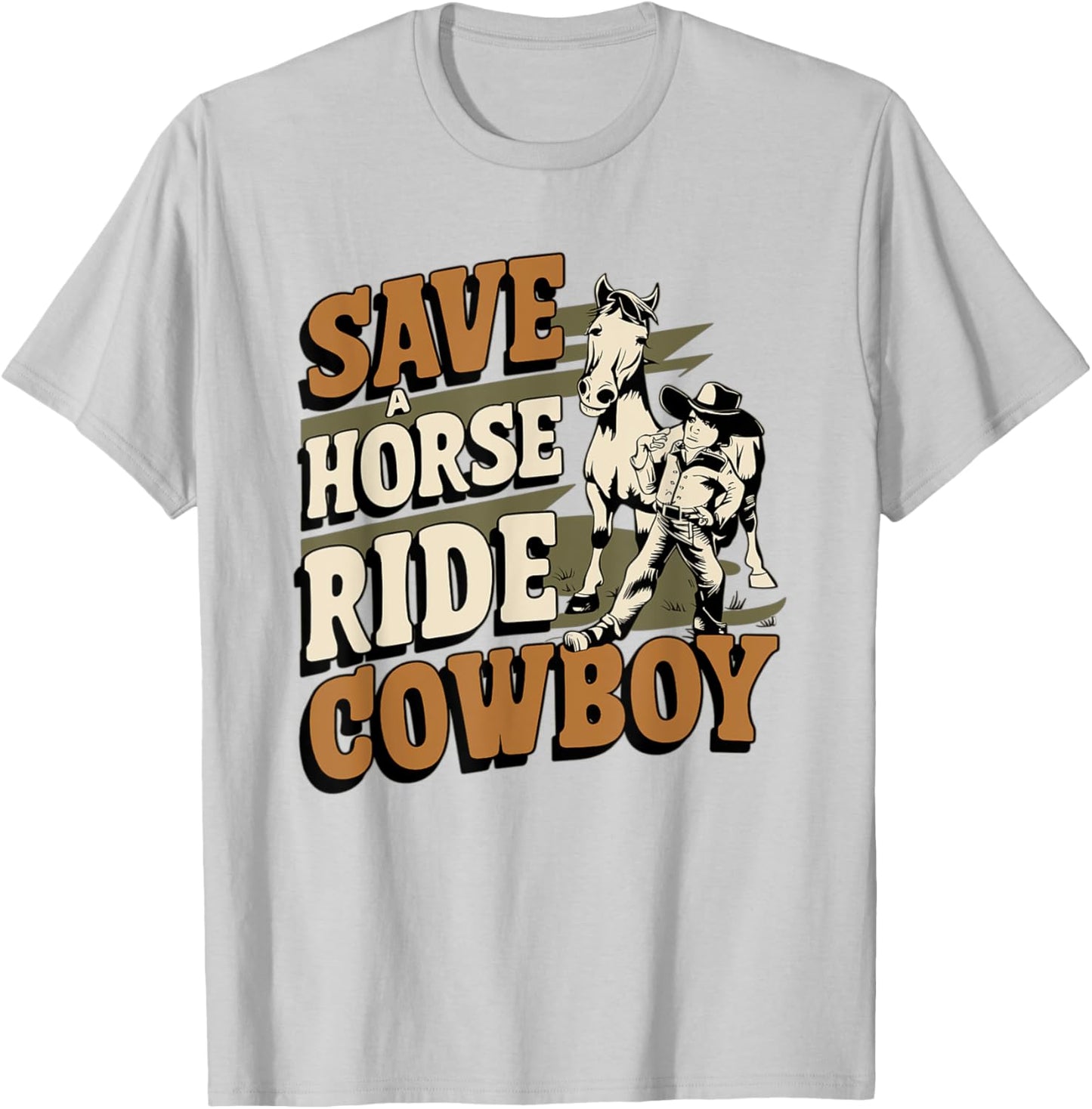 Save A Horse - Ride A Cowboy - Vintage Style T-Shirt - T-Shirt | Ash