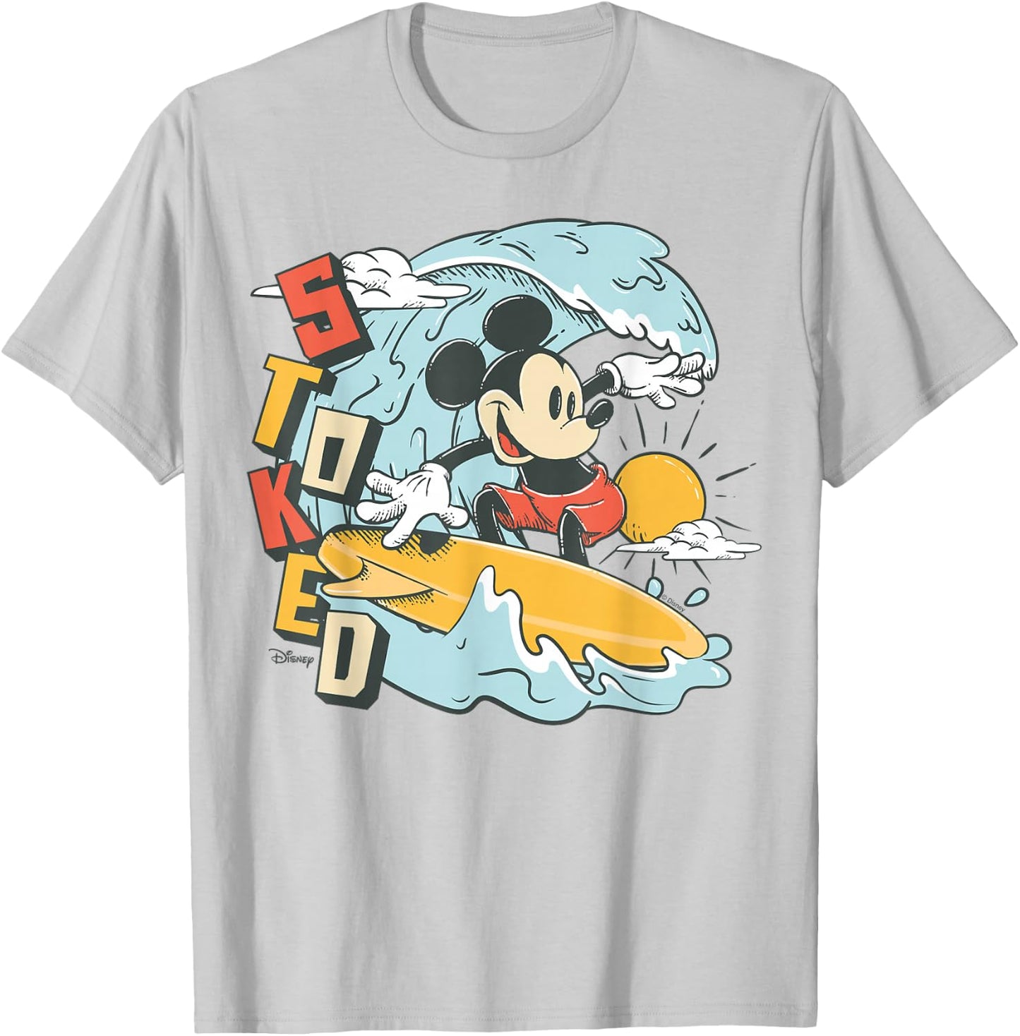 Mickey Mouse - Summer Surf Stoked T-Shirt - T-Shirt | Ash
