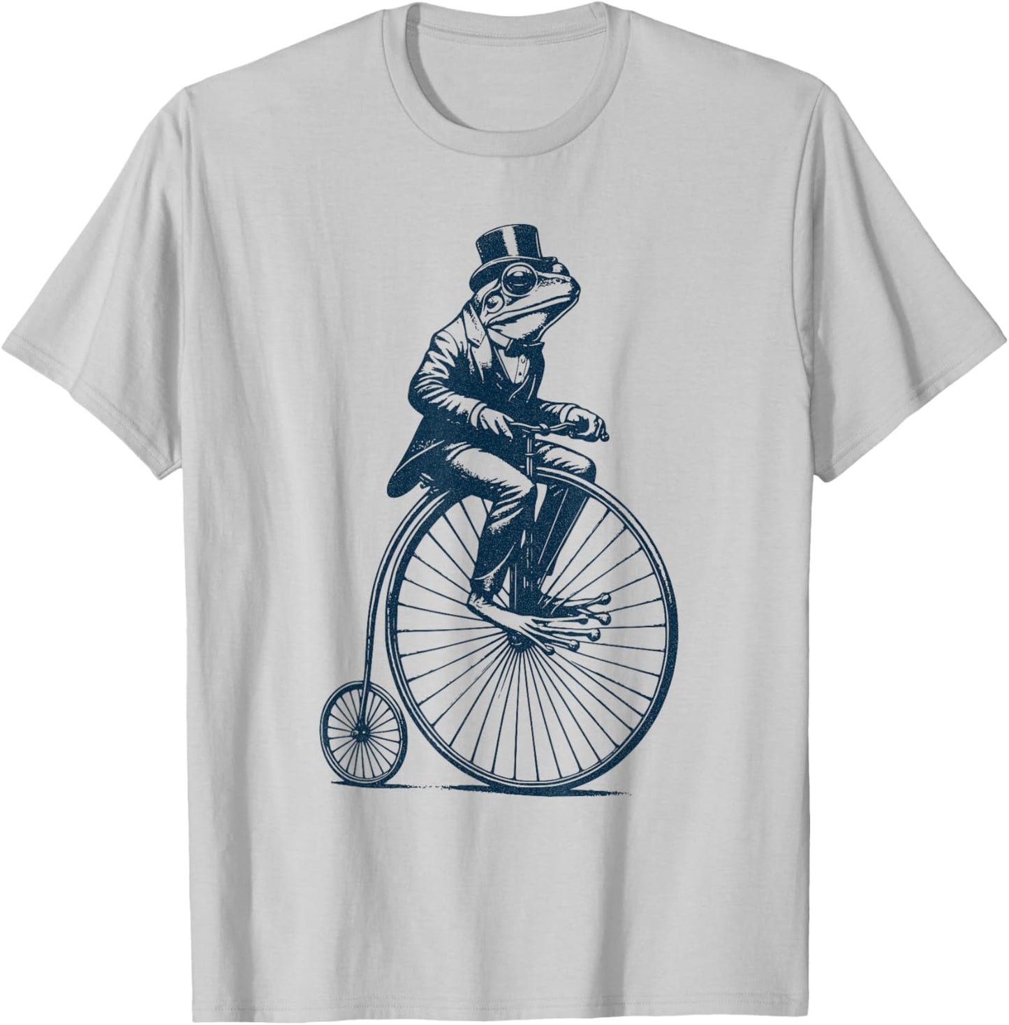 Dapper Frog riding a Vintage Penny-Farthing Bicycle Cyclist T-Shirt - T-Shirt | Ash