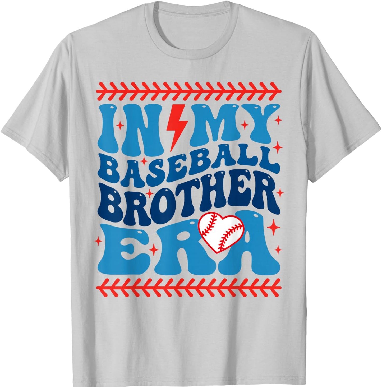 In My Baseball Brother Era Groovy Baseball Family Matching T-Shirt - T-Shirt | Ash