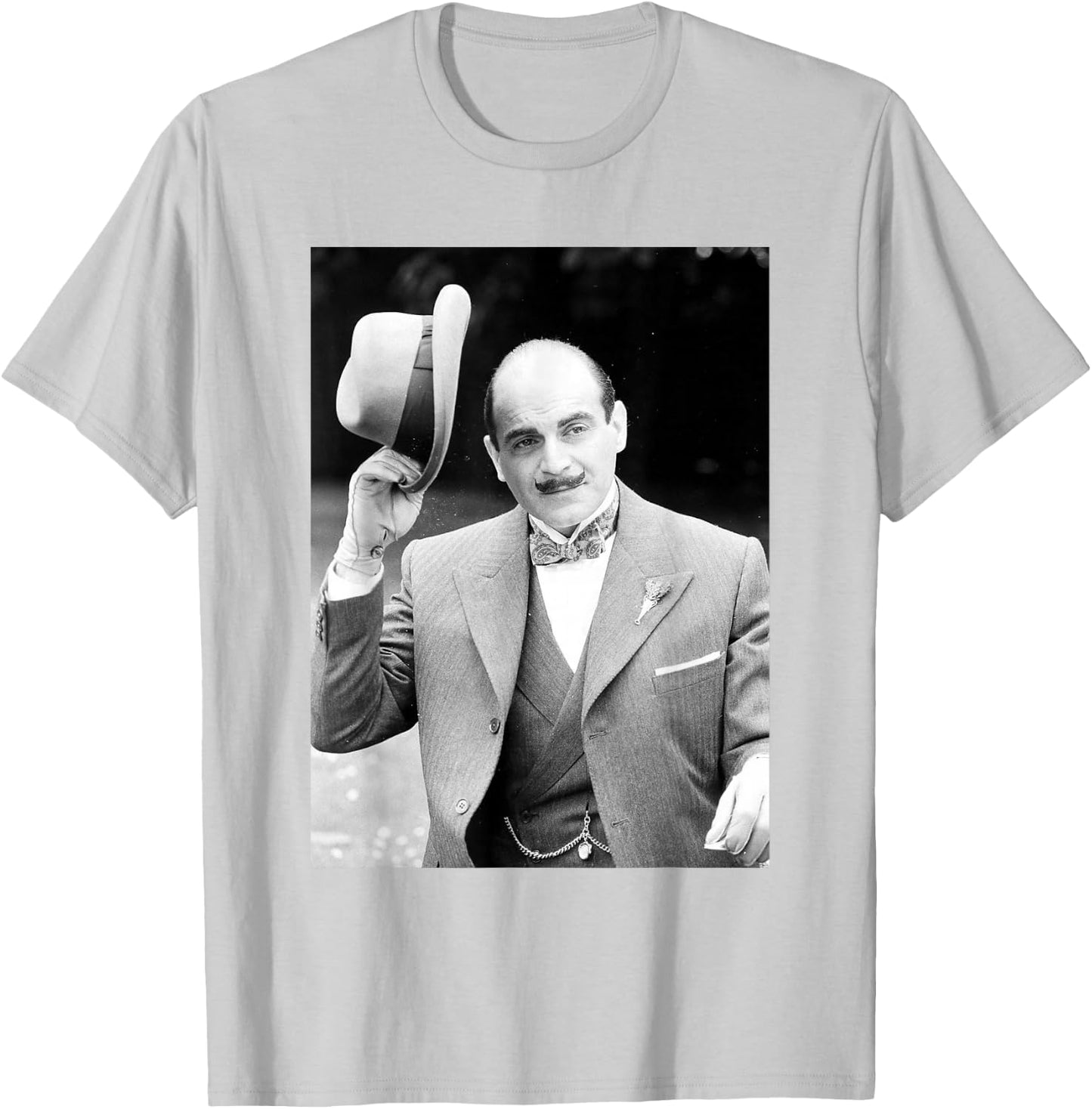 Poirot David Suchet Agatha Christie 1988 T-Shirt - T-Shirt | Ash