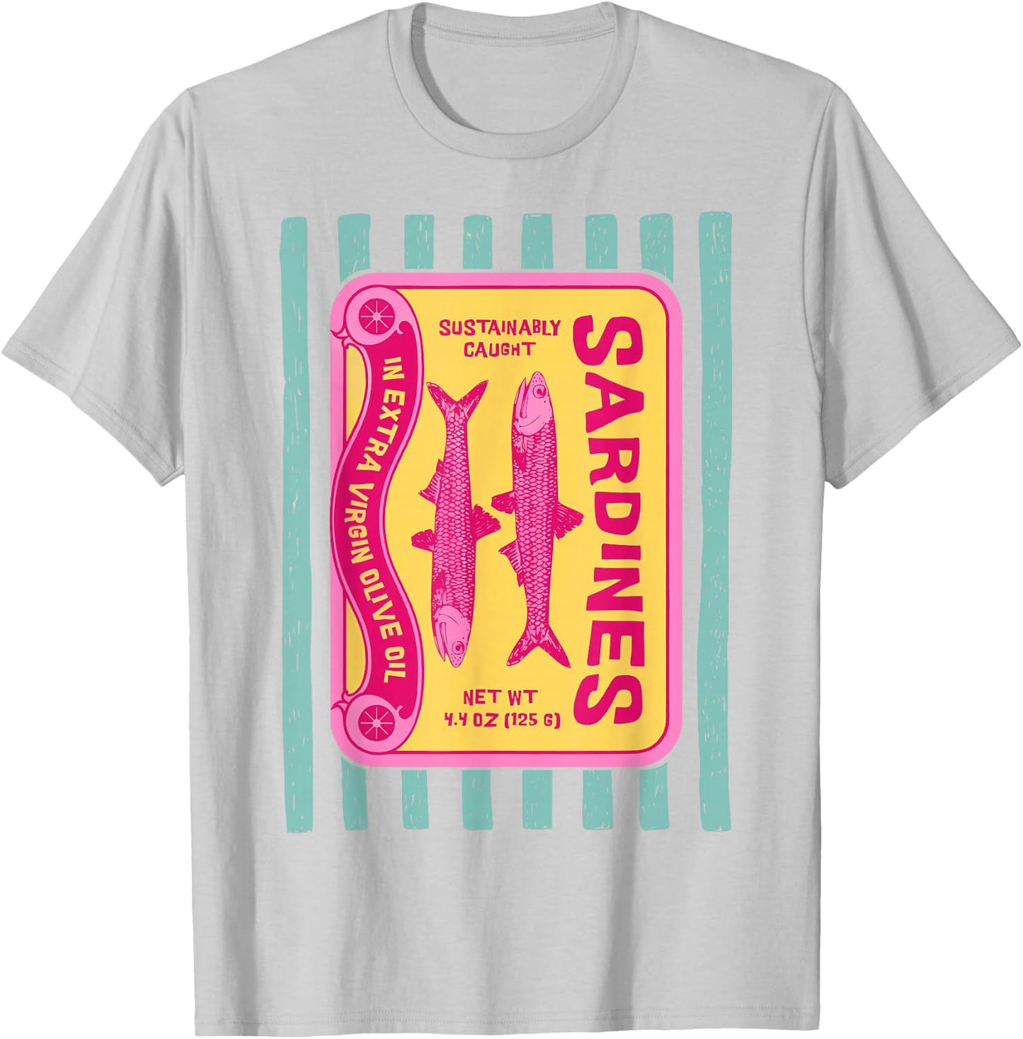 Sardines Tinned Fish Retro Graphic Women Sardine T-Shirt - T-Shirt | Ash