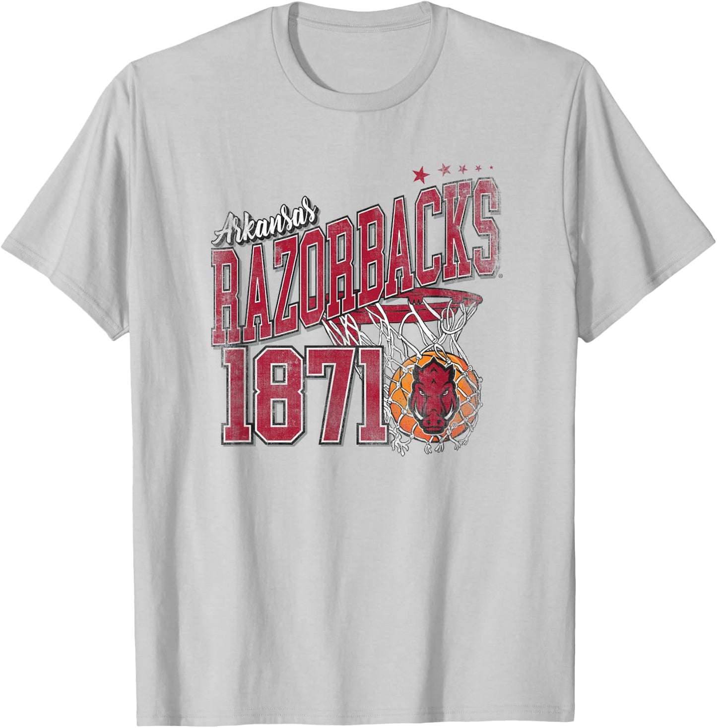 Campus Lab University of Arkansas Razorbacks 1871 Basketball Hoop T-Shirt - T-Shirt | Ash