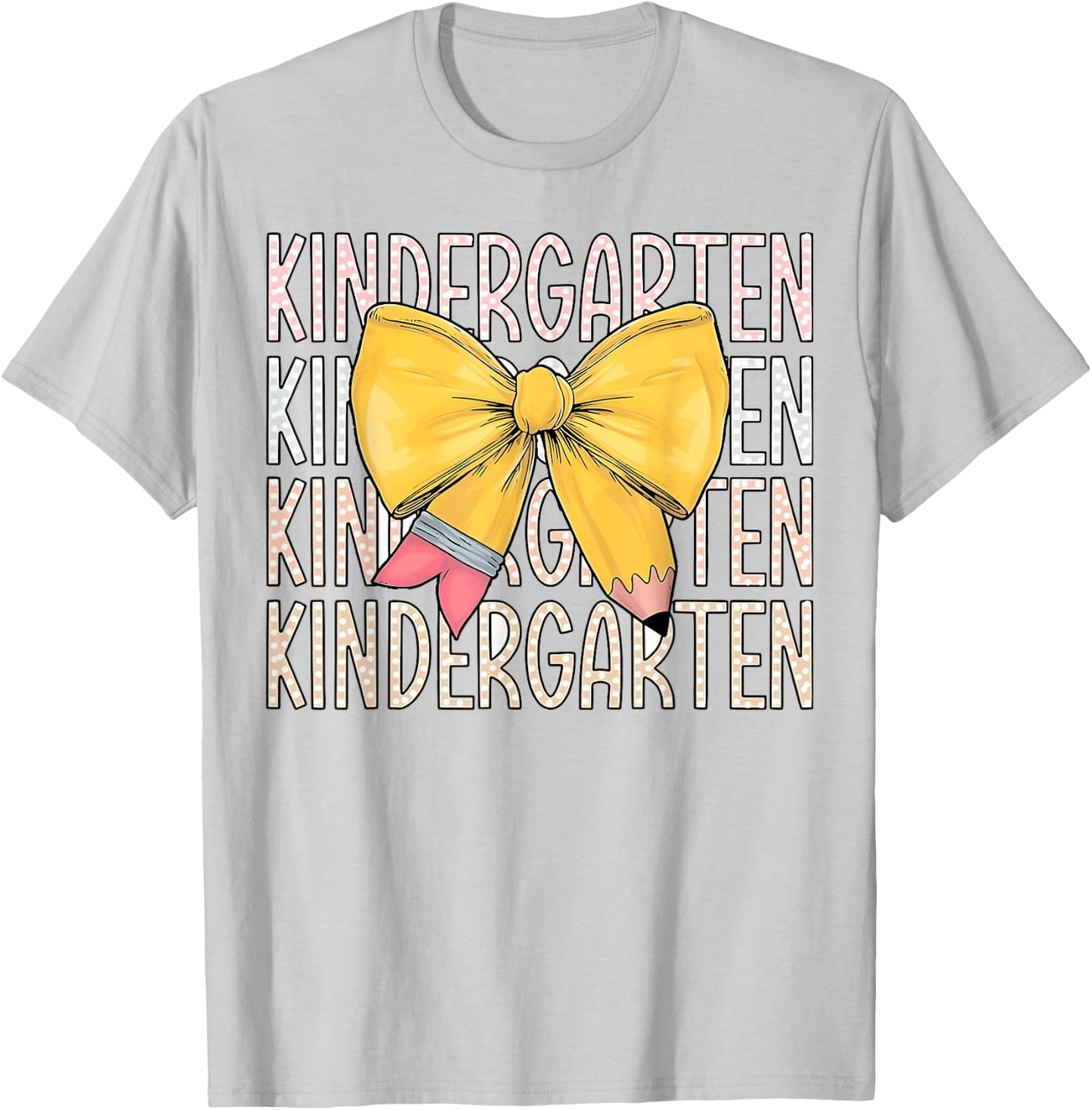 Hello Kindergarten Back To School Retro Cute Coquette Pencil T-Shirt - T-Shirt | Ash