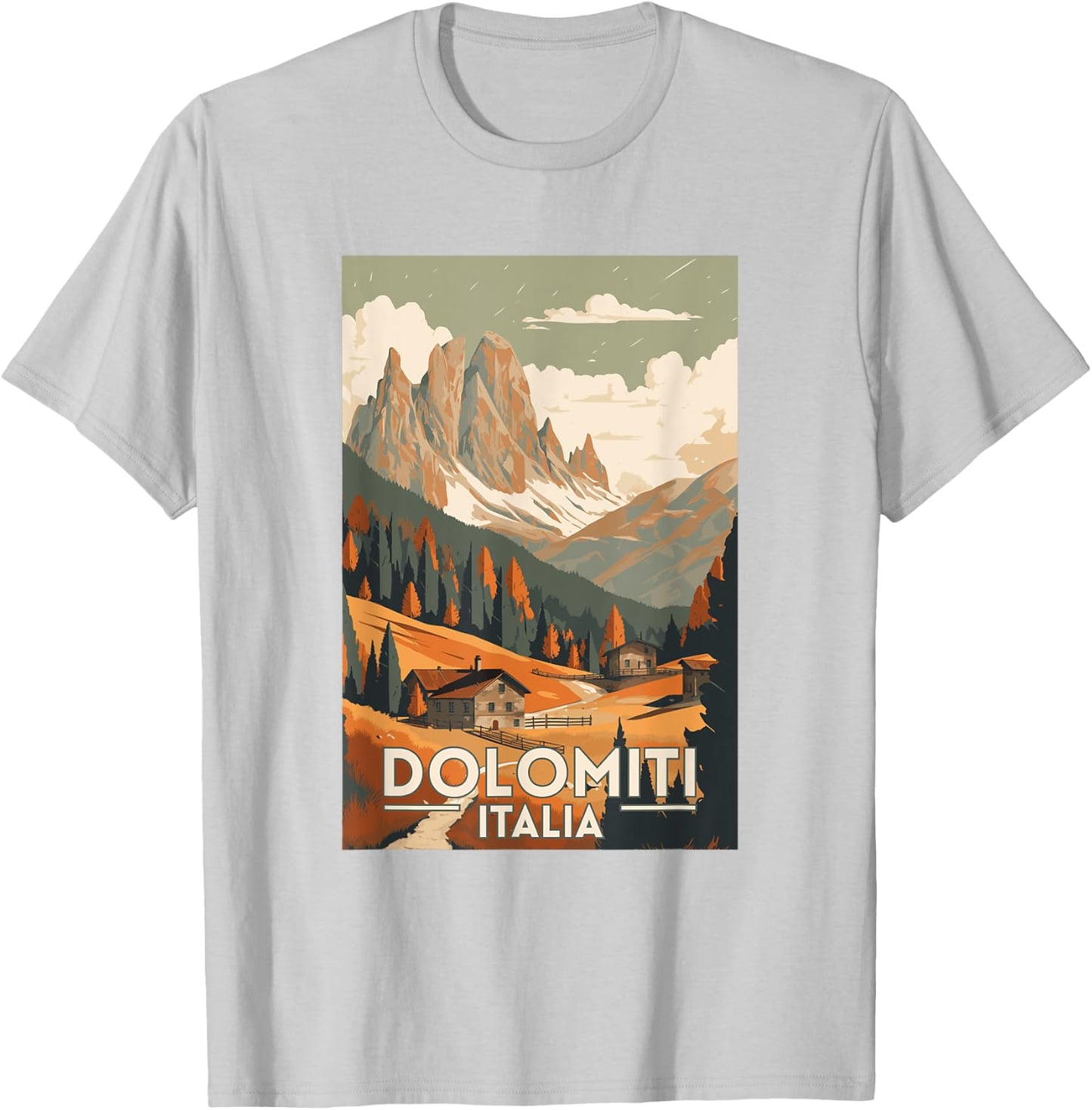 The Dolomites Italy Retro Vintage Travel T-Shirt - T-Shirt | Ash
