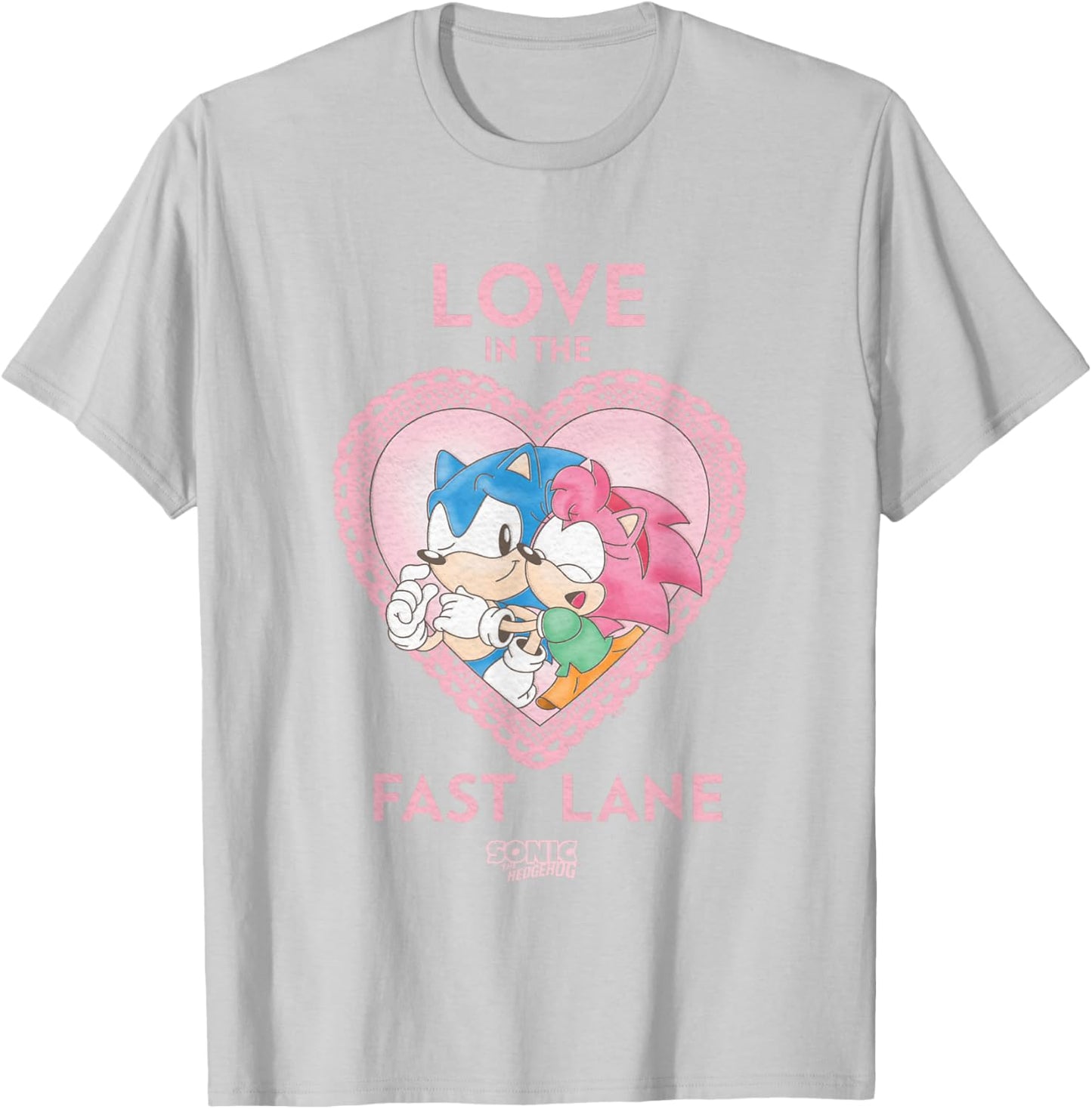 Sonic The Hedgehog Valentine's Day Love In The fast Logo T-Shirt - T-Shirt | Ash