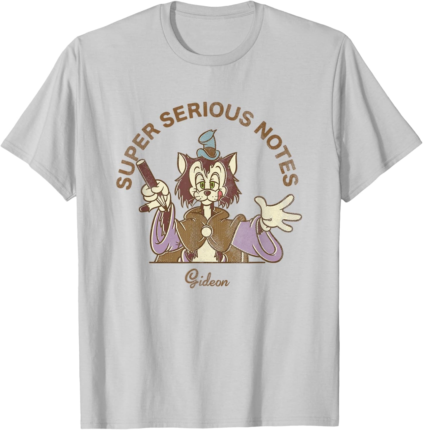 Disney Pinocchio Super Serious Notes Gideon Retro Big Logo T-Shirt - T-Shirt | Ash