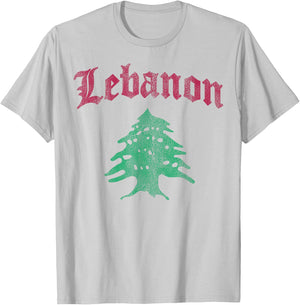 Vintage Lebanese Flag of Lebanon Souvenir Men Kids and Women T-Shirt - T-Shirt | Ash