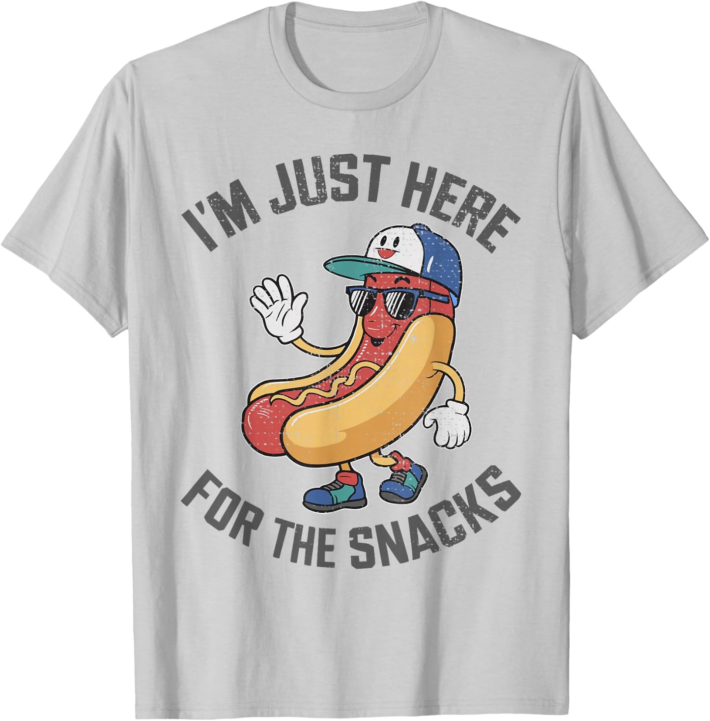 Funny I'm Just Here For The Snacks Football T-Shirt - T-Shirt | Ash