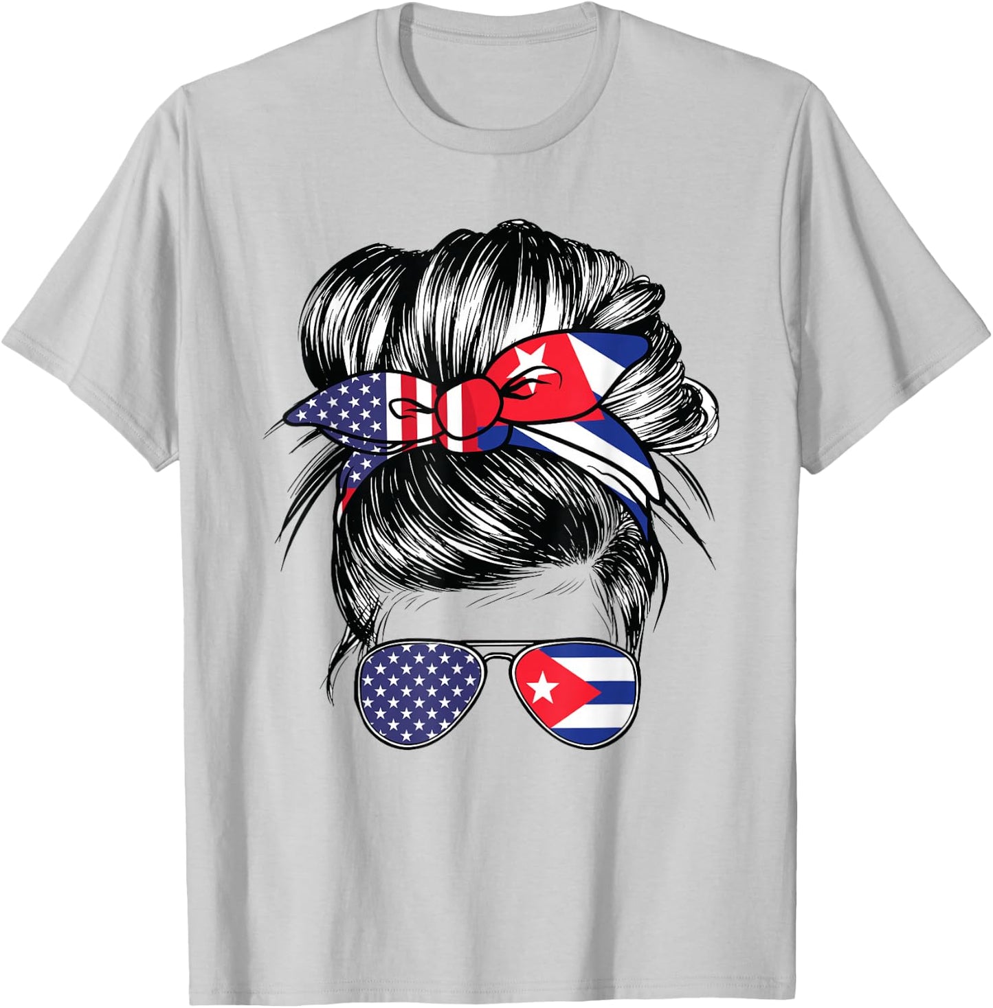 Cuba Flag American Women Girl USA Heritage Cuban T-Shirt - T-Shirt | Ash