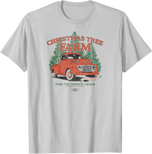 Ford - Vintage F3 1949 Red Truck Christmas Tree Farm T-Shirt - T-Shirt | Ash