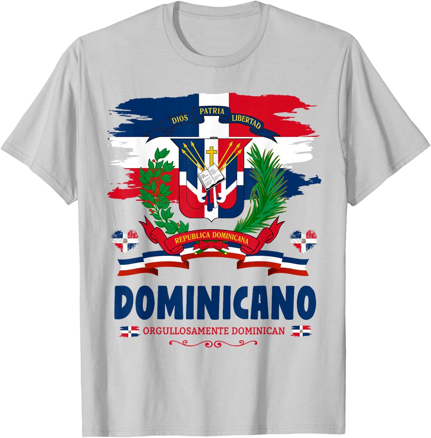 Coat of Arms Republica Dominicana For Kids & Dominican Flag T-Shirt - T-Shirt | Ash