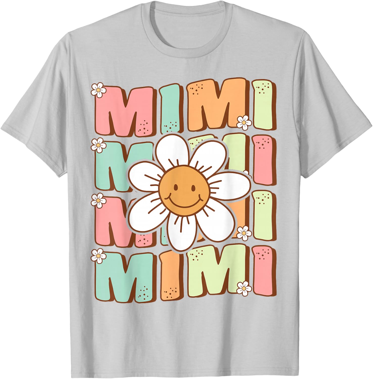 Cute Groovy Mimi 70s Family Birthday Party Daisy Flower T-Shirt - T-Shirt | Ash
