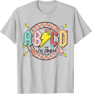 Retro ABCD Transitional Kindergarten Teacher Tour TK Teacher T-Shirt - T-Shirt | Ash