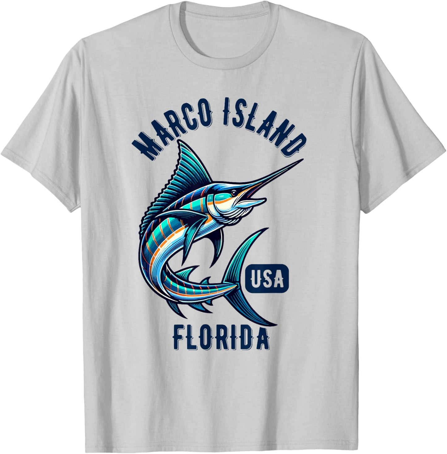 Marco Island Florida USA Fishing Design T-Shirt - T-Shirt | Ash