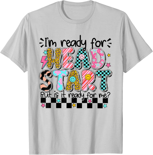 Retro I'm Ready For Head Start First Day Of School Boys Girl T-Shirt - T-Shirt | Ash