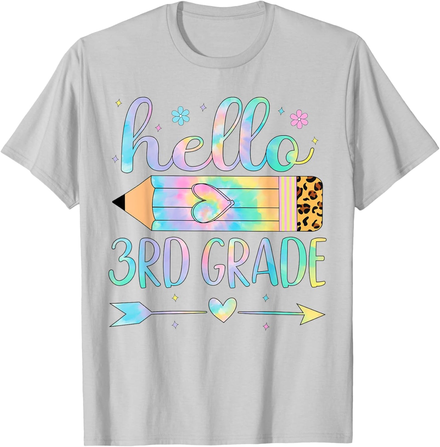 Tie Dye 3rd Grade Back To School Hello Third Grade Teacher T-Shirt - T-Shirt | Ash