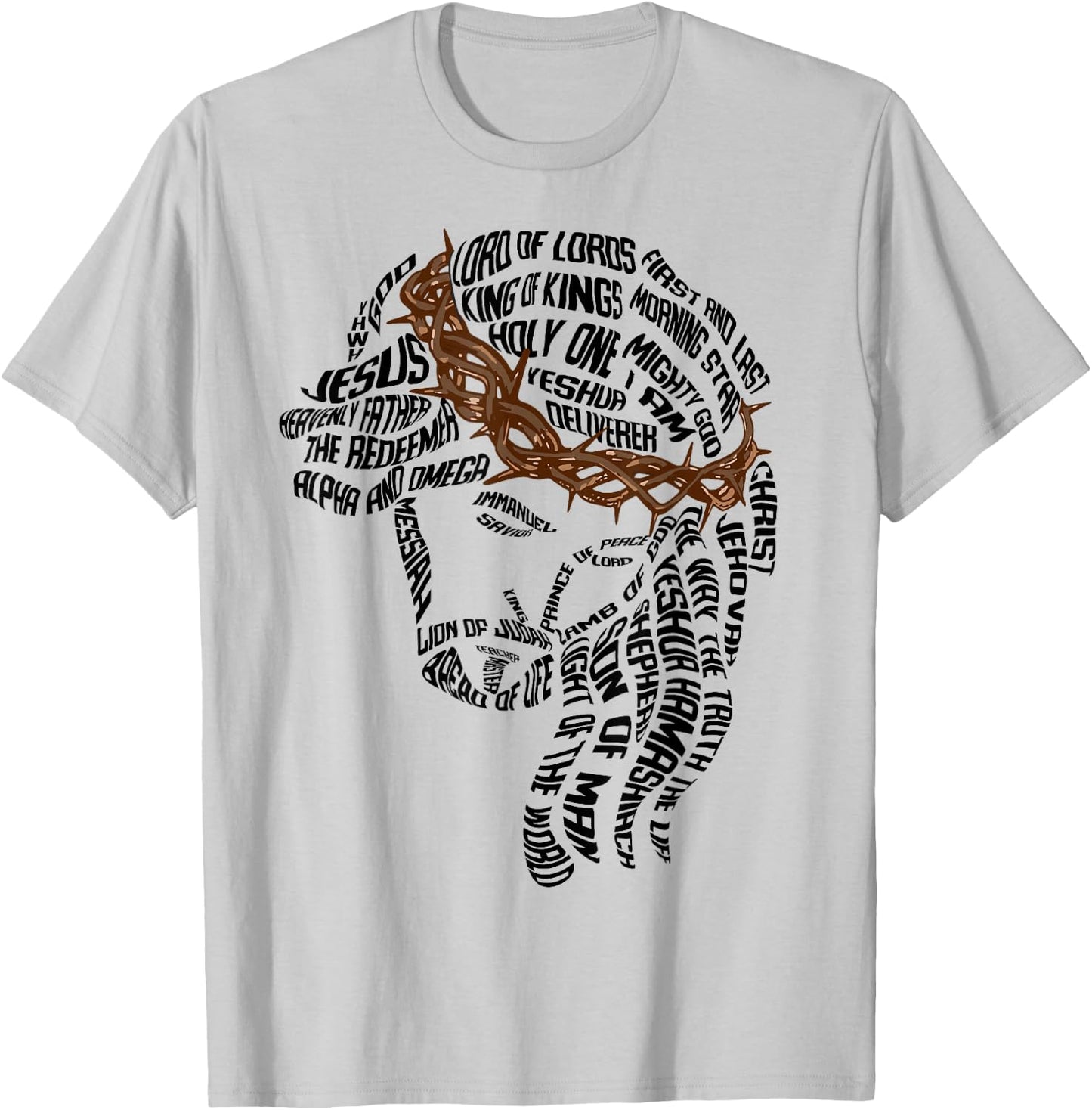Christian Names of Jesus Christ Face Gospel Religious Bible T-Shirt - T-Shirt | Ash