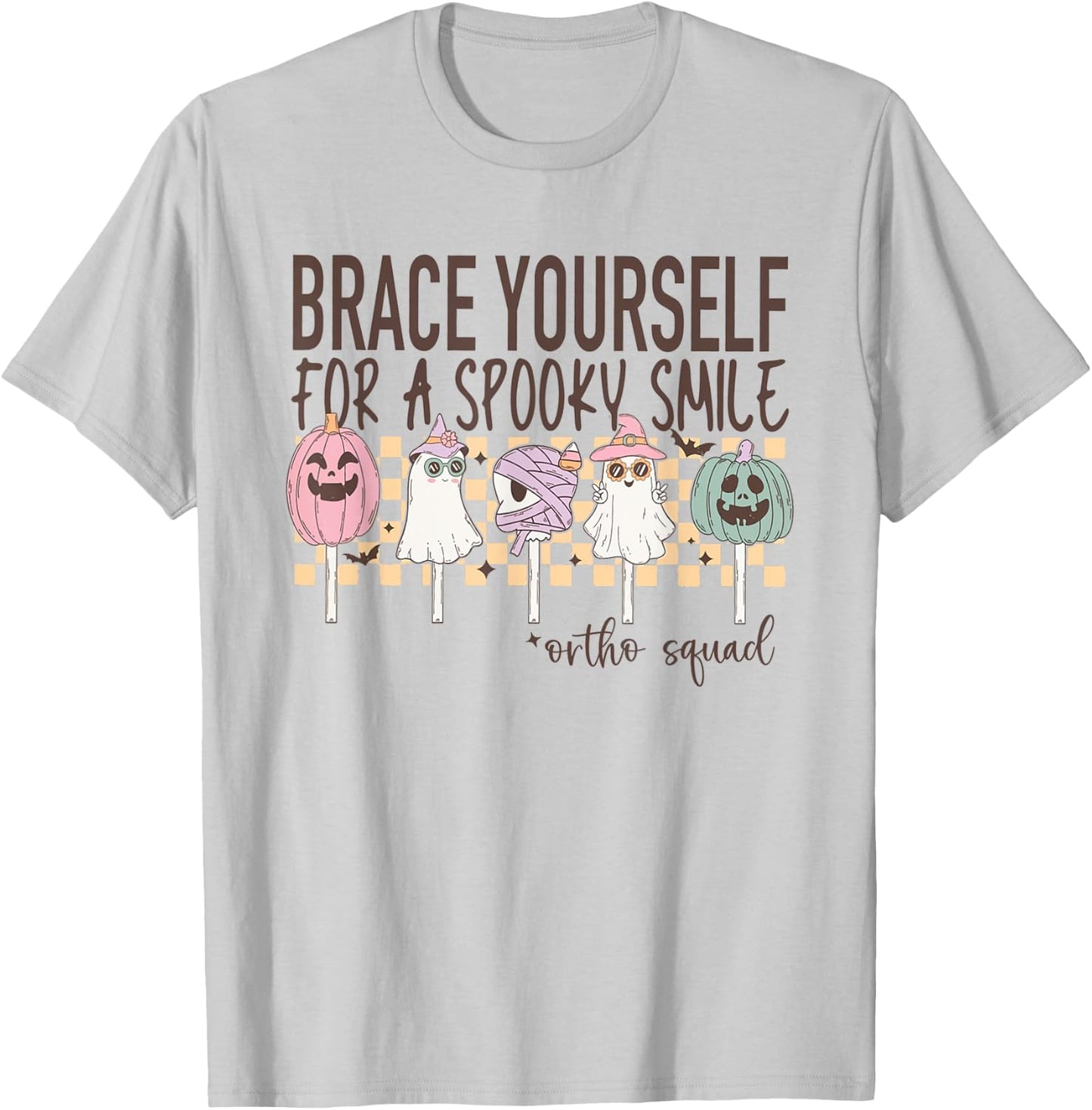 Women Ortho Squad Halloween Ghosts Orthodontist Assistant T-Shirt - T-Shirt | Ash