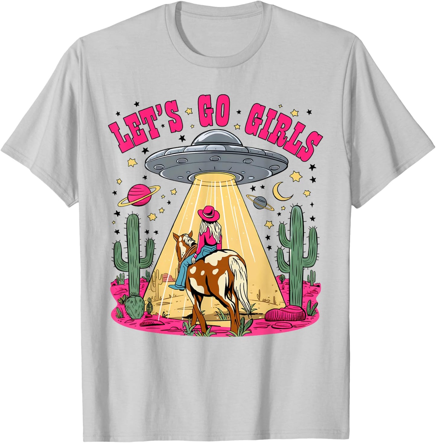 Let's Go Girls Space Desert Cowgirl Bachelorette Party T-Shirt - T-Shirt | Ash