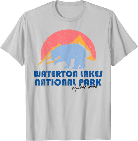 Vintage Waterton Lake National Park Retro Alberta T-Shirt - T-Shirt | Ash