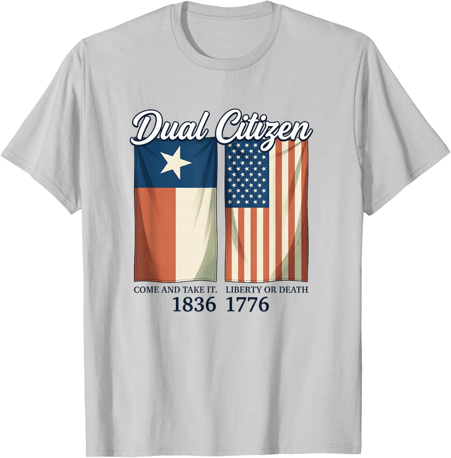 Dual Citizen Texas Pride Born and Raise USA TX Map Flag T-Shirt - T-Shirt | Ash