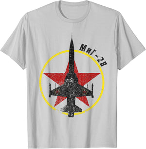 MiG-28 Fictional Soviet Bloc Jet Fighter Red Star T-Shirt - T-Shirt | Ash