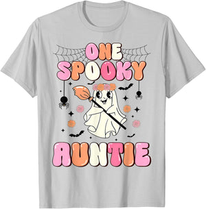 One Spooky Auntie, Spooky Halloween, Spooky Aunt T-Shirt - T-Shirt | Ash
