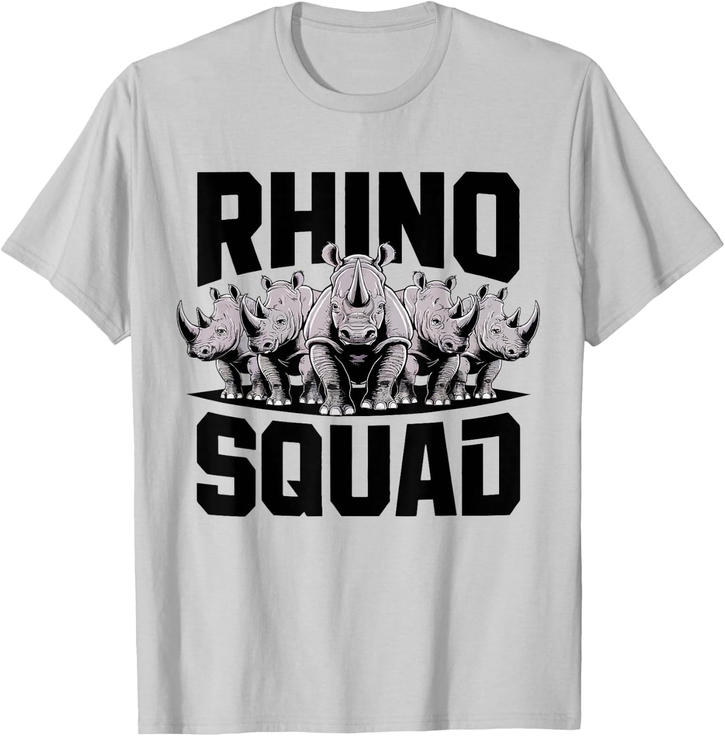 Rhino Squad Cool Rhinoceros Team Wildlife Enthusiasts T-Shirt - T-Shirt | Ash