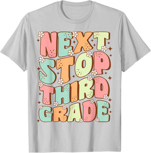 Next Stop Third Grade Cute Groovy Last Day of 2nd Grade T-Shirt - T-Shirt | Ash