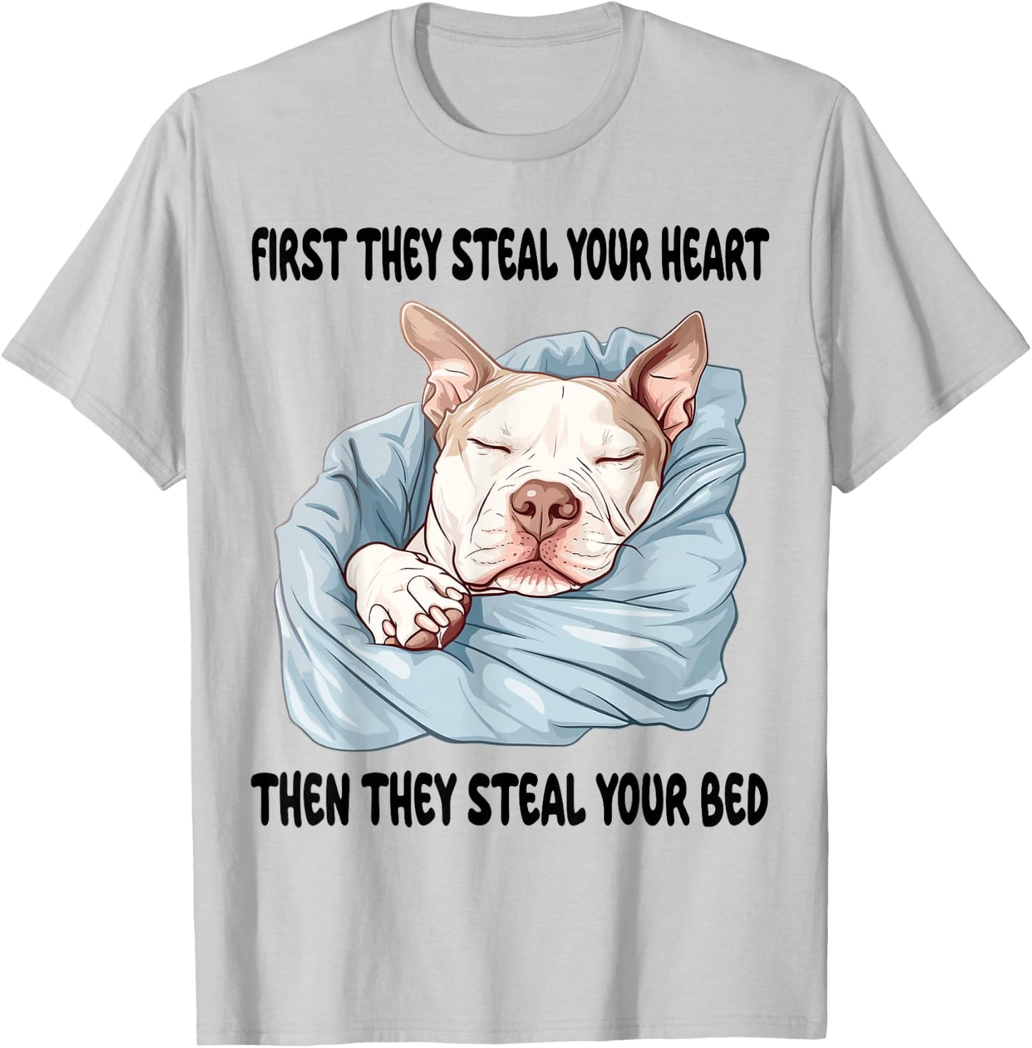 Pitbull Sleeping Pajamas Nightgown T-Shirt - T-Shirt | Ash