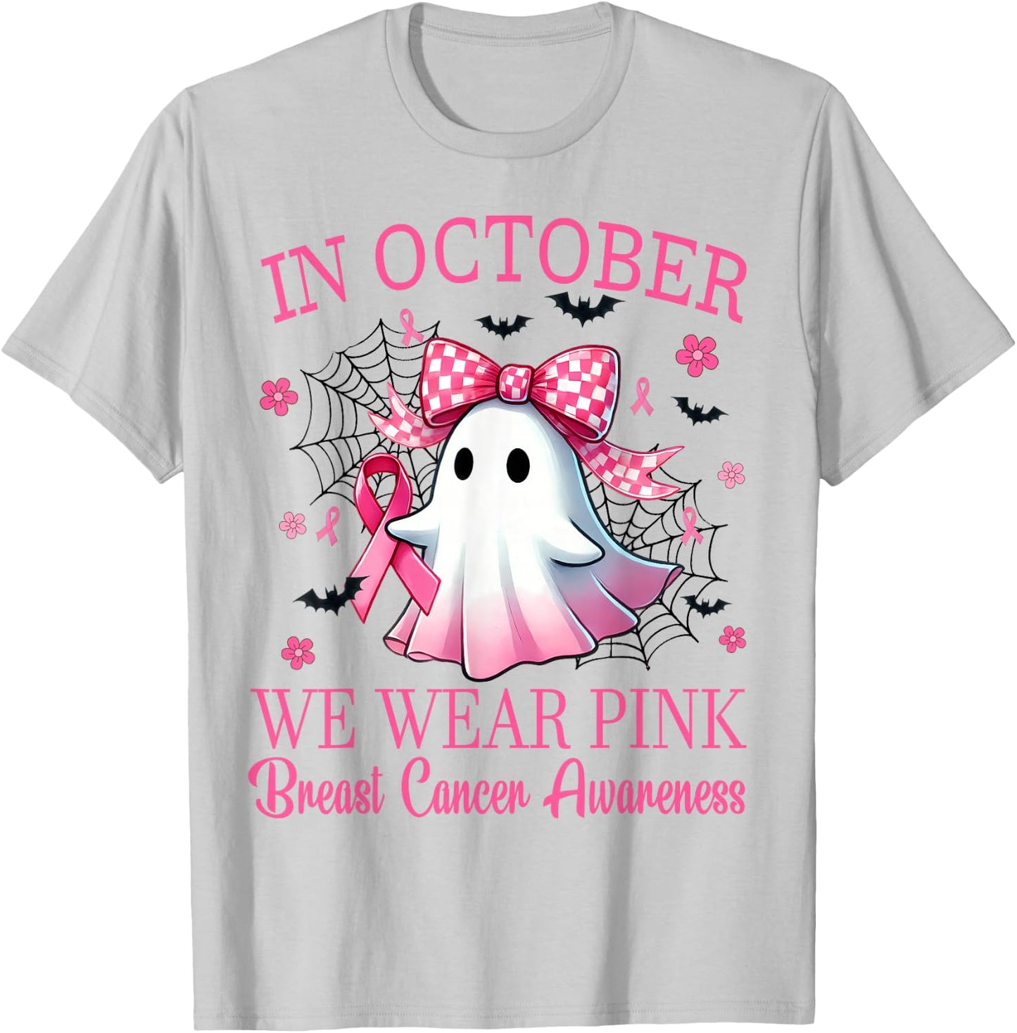 In October We Wear Pink Breast Cancer Awareness T-Shirt - T-Shirt | Ash