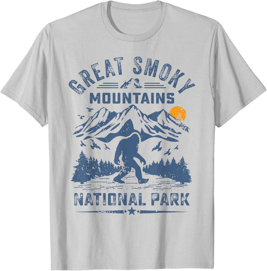 Great Smoky Mountains National Park Sunset Bigfoot Sasquatch T-Shirt - T-Shirt | Ash
