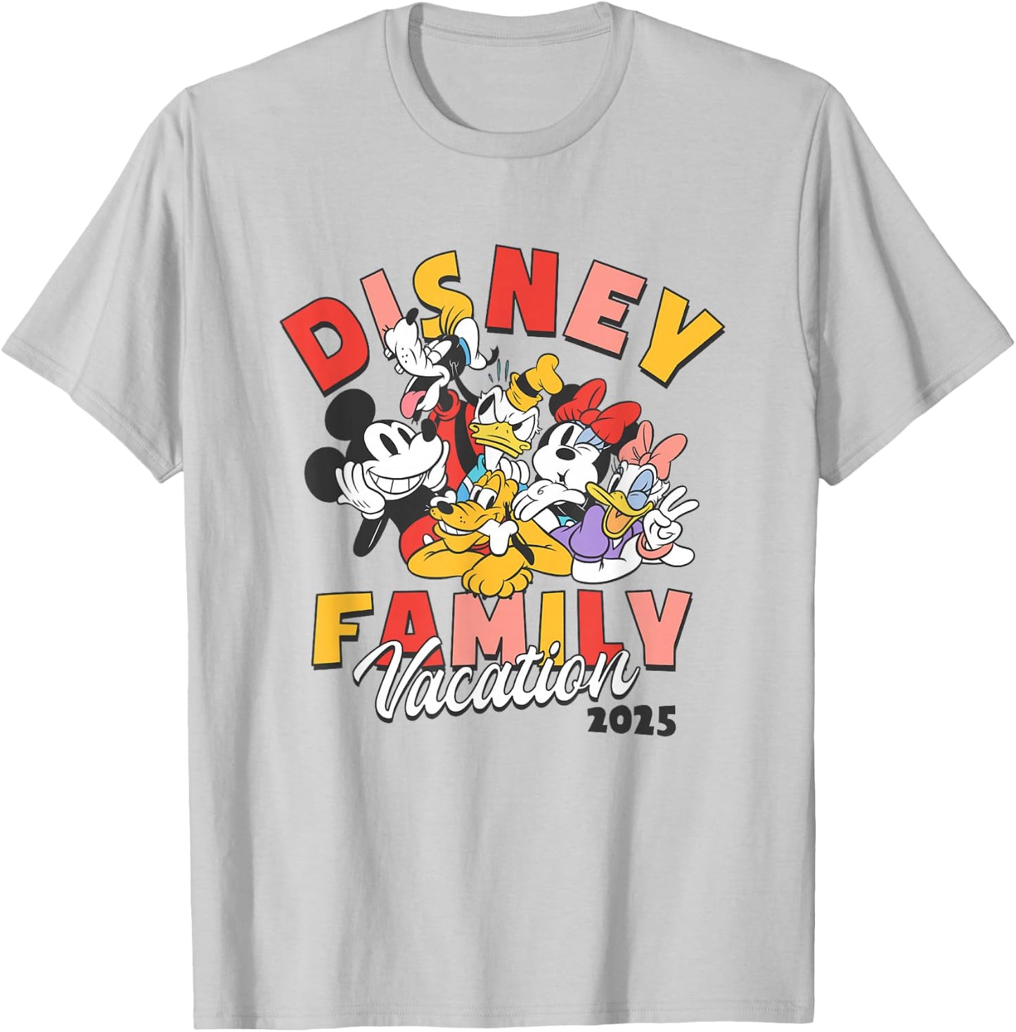 Disney Mickey and Friends Disney Family Vacation 2025 Logo T-Shirt - T-Shirt | Ash
