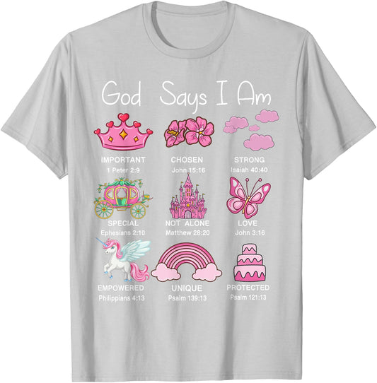 God Say I Am Princess Cute Christian Teen Girl Toddler Jesus T-Shirt - T-Shirt | Ash