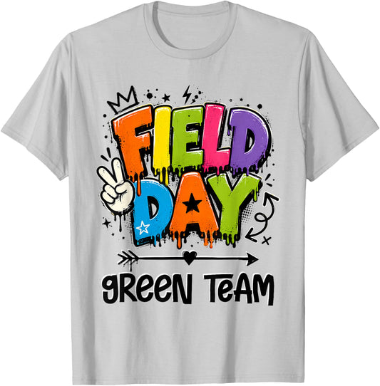 Funny Green Team Field Day 2026 Drip Teacher Boy Girl Kids T-Shirt - T-Shirt | Ash