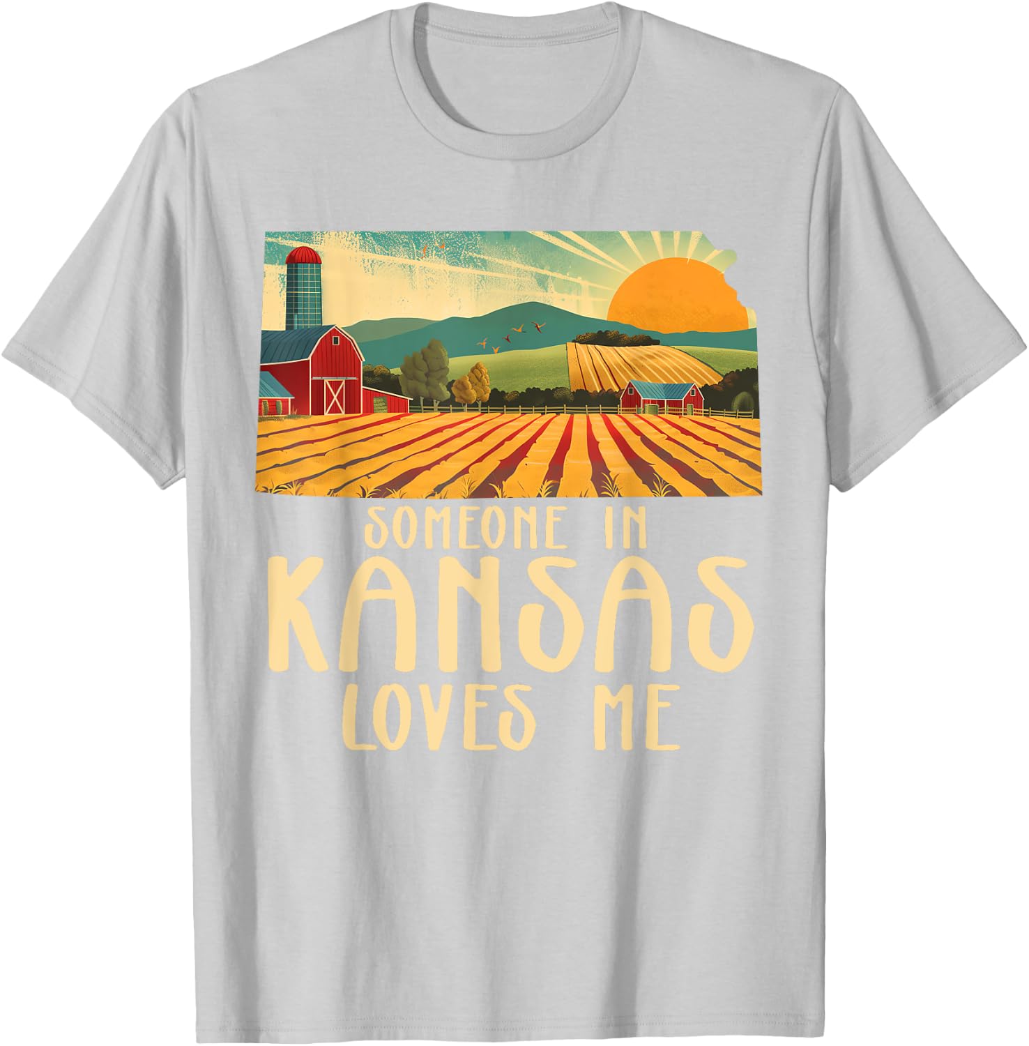 Someone In Kansas Loves Me Sunflower State T-Shirt - T-Shirt | Ash