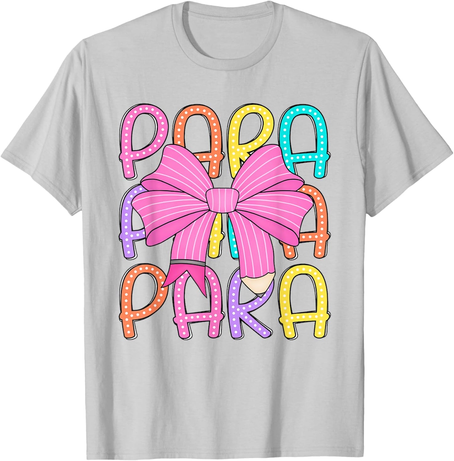 Women Coquette Para Bow Back to School Paraprofessional T-Shirt - T-Shirt | Ash
